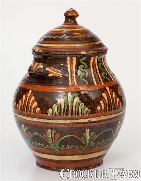 Outstanding Alamance County, North Carolina Redware Lidded Sugar Jar ...