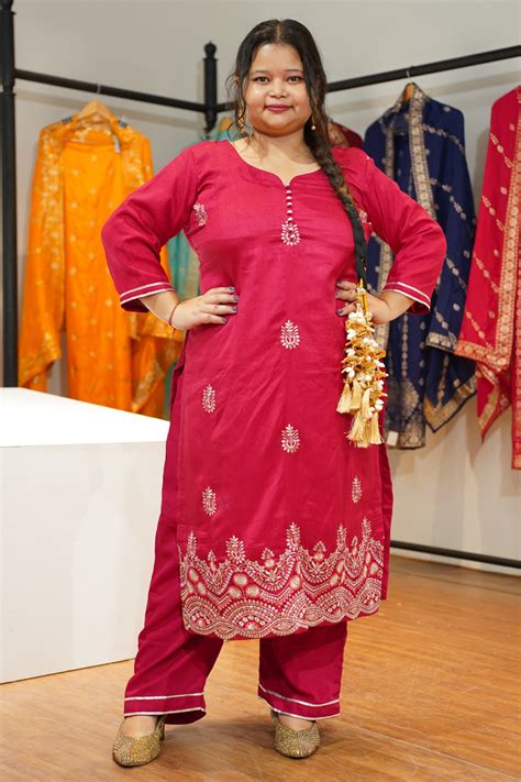 Shagun Red Embroidered Fancy Suit - Apella