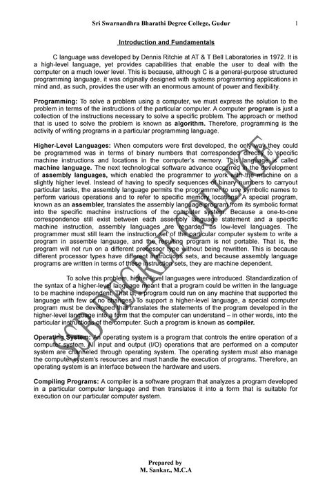 C Language 123 - Introduction and Fundamentals C language was developed ...