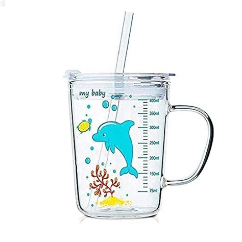 Buy H K J House Printed Milk Glass For Kids Mug | With Straw And Lid ...
