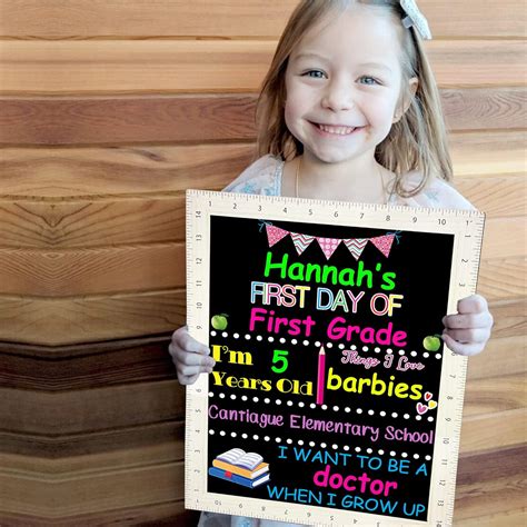Buy First Day of School Board Girl, Real Chalkboard, Reusable Board, 15 ...