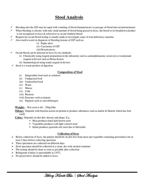 Image result for Stool Analysis Procedure