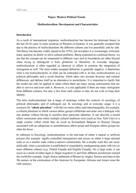 Multiculturalism- Development and Characteristics - Political Thought ...
