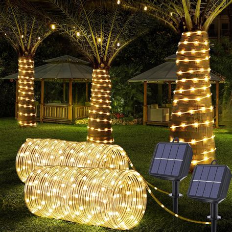 Solar Rope Lights, 2 Packs Total 132ft 400LED Solar String Lights, 8 ...
