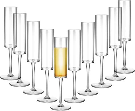 Amazon.com | Nervure 24 Pack Plastic Champagne Flutes - 6 Oz Clear ...