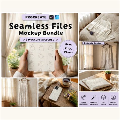 Procreate + PSD + Affinity Designer Mockup Bundle | Seamless Pattern ...
