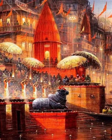 Ganga Aarti DIY Acrylic Painting by Numbers Kit on Canvas - TULIP N ...