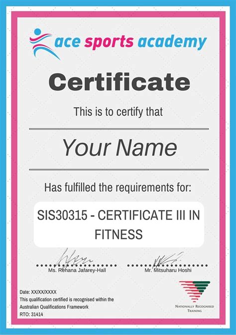 Certificate 3 In Fitness – certificates templates free
