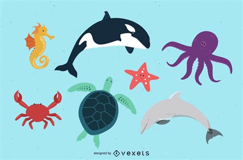 Free Kids Beach Animals Art Pack Vector Download