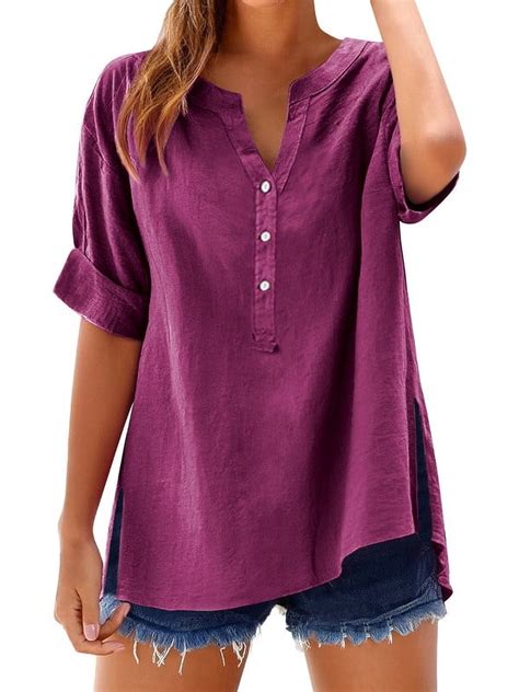 Ukumplol Gauze Shirts for Women 3/4 Length Sleeve Womens Tops Womens ...