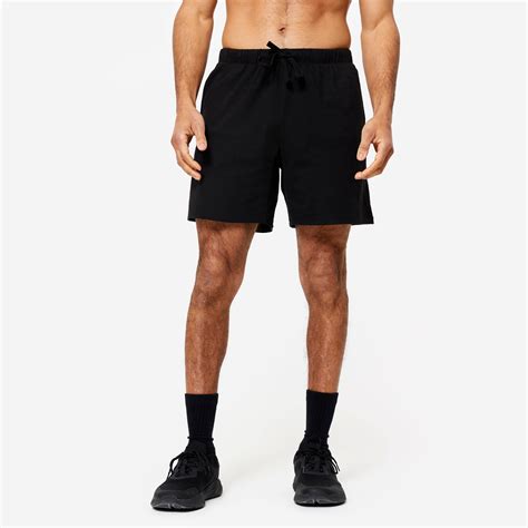 Mens Cotton Regular Fit Gym Shorts 100 - Black