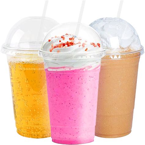 LONGRV Clear Plastic Cups with Dome Lids and Straws India | Ubuy