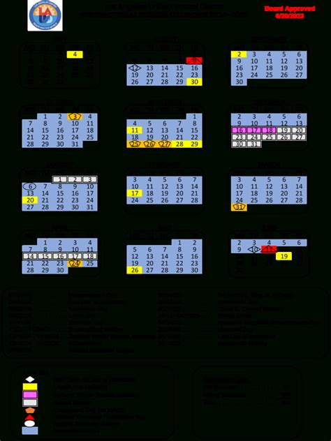 Lausd 2025 to 2026 Calendar Printable Free