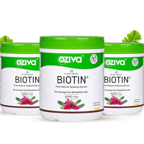 OZiva Plant Based Biotin 10000 mcg+ for Improved Hair Density | Biotin ...