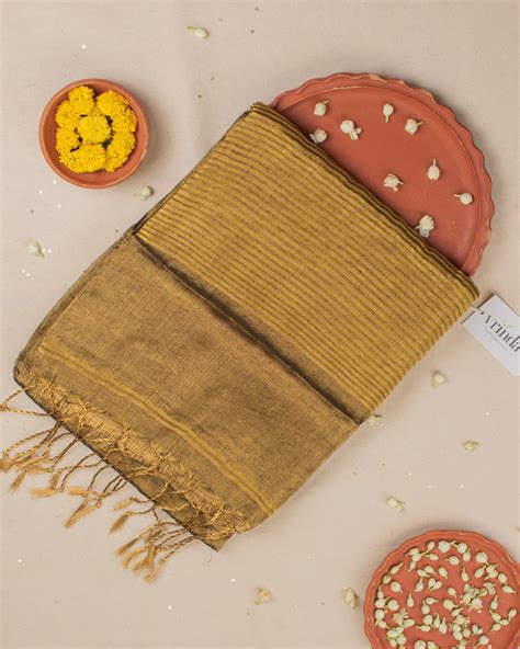 Swargini Bronze Handwoven Saree – Vrinda Clothing