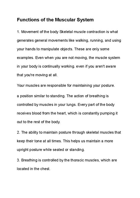 Functions of the Muscular System - Functions of the Muscular System ...