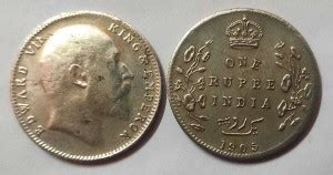 ANK ONE RUPEE INDIA 1905 EDWARD KING EMPEROR Ancient Coin Collection ...