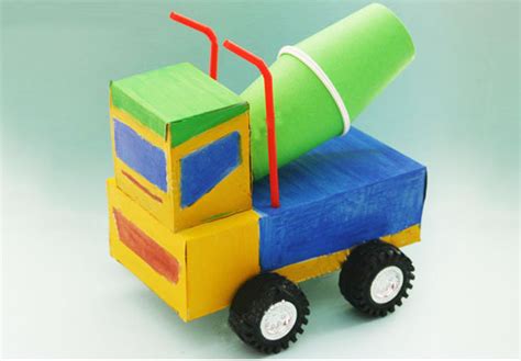 幼儿废旧物品手工：纸盒水泥车—儿童手工制作网