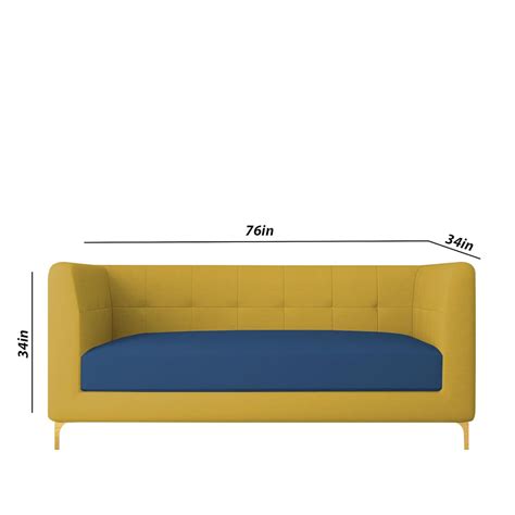 Casaliving Magnus 3 Seater Sofa Set for Living Room (Blue Yellow Colou