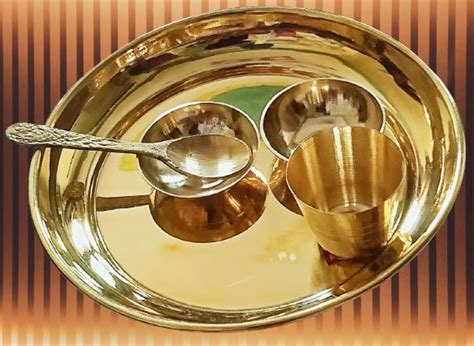 SmLL Laddu Gopal kanha ji Thakur ji Brass Pooja Bhog Thali Set- 5 Pcs ...