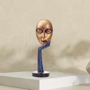 Buy Miss Peach Thinking Lady Face Statue Sculptures Showpieces Creative ...