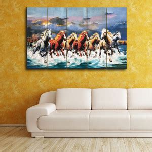 THE PRINT HUB Beautiful Horse Big Size 5 Piece Wall Painting For Living ...
