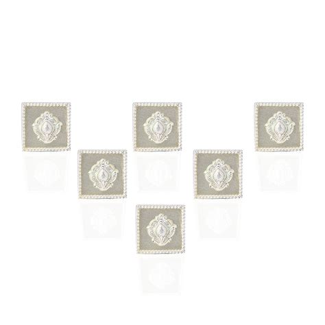 Buy Silver Plated Square Emblem Sherwani Buttons Online | Suhani Pittie