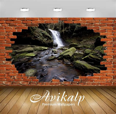 Buy Avikalp Exclusive 3DAZP1661 River Stream Forest Waterfall Water Red ...