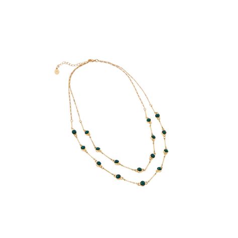 Buy Accessorize London Women's Green Beaded Station Multirow Necklace ...