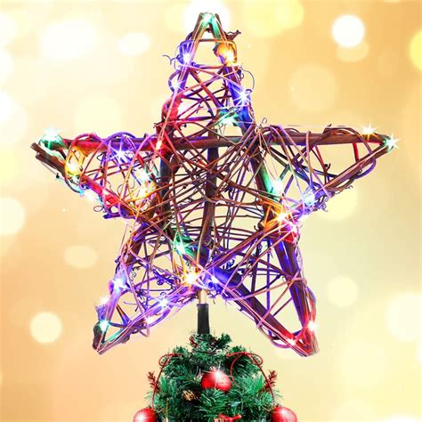 Buy Rustic Christmas Tree Topper Star, Rattan Natural Star Tree Topper ...