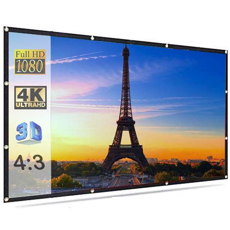 Savsol Projector Screen, Eyelet Screen (6 ft. (W) x 4 ft. (H) - 84 ...