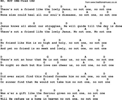 Gospel Song: No, Not One-Trad, lyrics and chords.