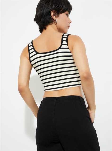 Buy URB_N Women Striped Crop Tank Top Online at just Rs. 249.0 ...