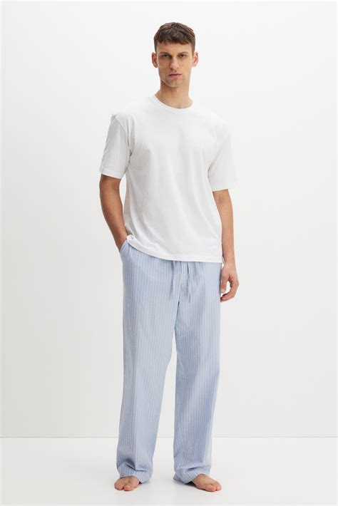 Pajama T-Shirt and Pants Set - Light blue/white - Men | H&M US