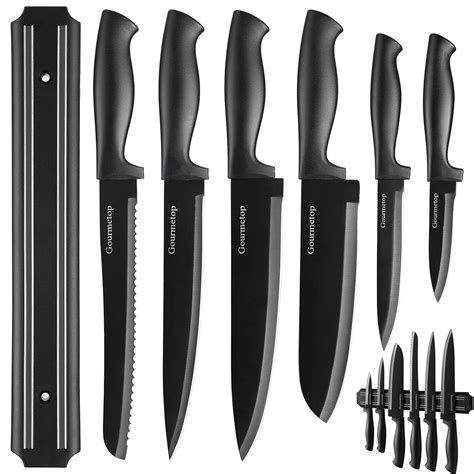 Gourmetop Kitchen Knife Set with No Drilling Magnetic Strip, Knives Set ...