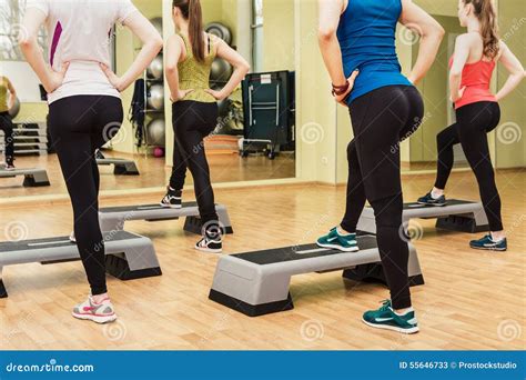 Group of Women Making Step Aerobics Stock Image - Image of shaping, face: 55646733