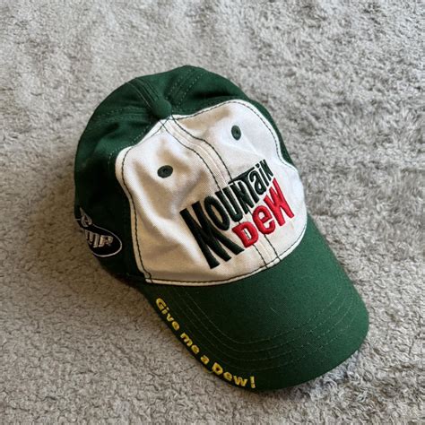 Green and white Mtn Dew hat Size: adjustable... - Depop
