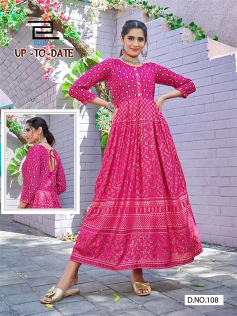 Blue Hills Up To Date Designer Long Kurti Wholesale Anarkali Kurtis Catalog