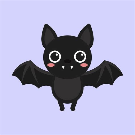 Cute bat cartoon character posing in flight with visible fangs ...