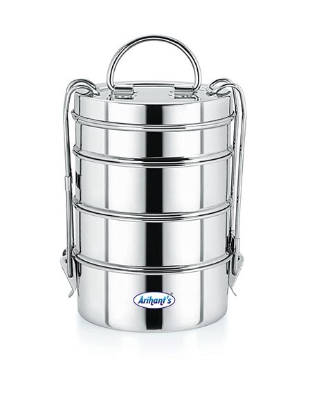 Buy Arihant's® Stainless Steel Traditional Four Compartment Tiffin Box ...