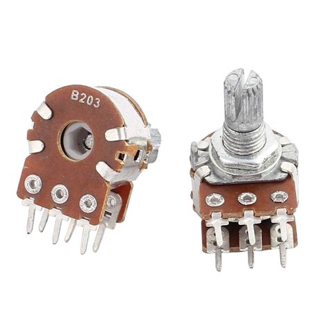 Buy EuisdanAA 2 Pieces B20K Type B 20K Ohm 6 Terminal Double Linear ...