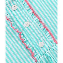 Babyhug Singlet Yarn Dyed Frock Floral Embroidered - Mint