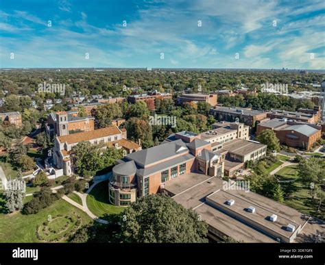 Aerial view of Our Lady of Victory chapel, library, Coeur de Catherine ...
