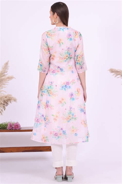 Buy Pink Printed A-Line Kota Kurta Online for Woman | Shop for Aurelia