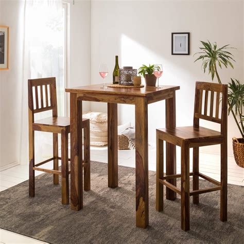 G Fine Furniture Wooden 2 Seater Bar Table and Chair Set | High Bar ...