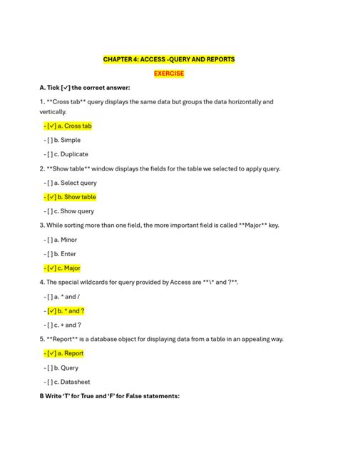 Image result for Exercises On Query Database Using Access