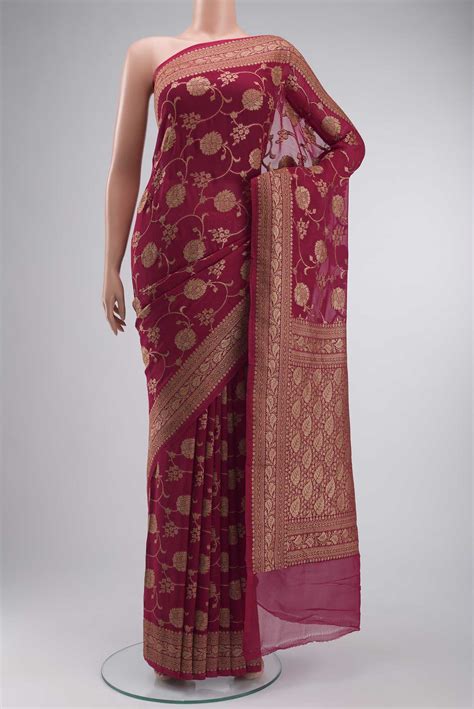 Red Banarasi Georgette Saree – Nalli Silk Sarees Pvt Ltd