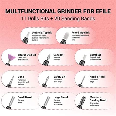 MelodySusie Electric Nail Drill 11 in 1 Kit with 10Pcs Diamond Nail ...