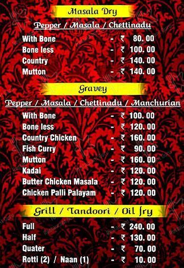 Menu at CFC (COVAI FOOD CHIOCE), Coimbatore