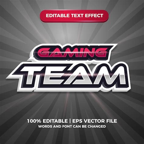 Esport gaming team red editable text effect style template | Premium Vector